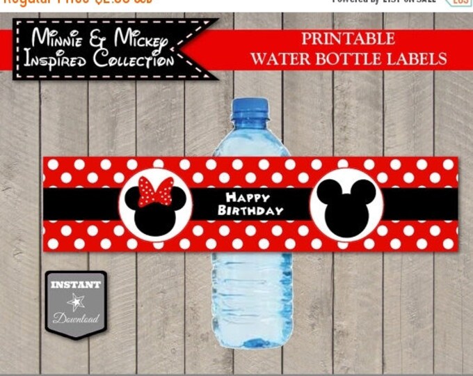 SALE INSTANT DOWNLOAD Girl and Boy Mouse Printable Happy Birthday Water Bottle Labels/ Girl & Boy Mouse Collection / Item #2115