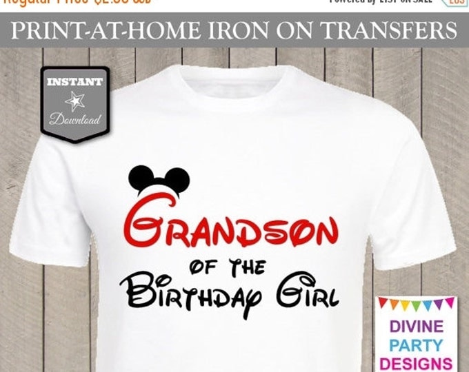SALE INSTANT DOWNLOAD Print at Home Mouse Grandson of the Birthday Girl Printable Iron On Transfer / T-shirt /Item #2473