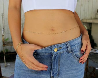 super dainty belly chain, Bikini Body Jewelry, Body Necklace, Beach Jewelry, waist chain, body chain, Sexy belly chain, belly waist chain