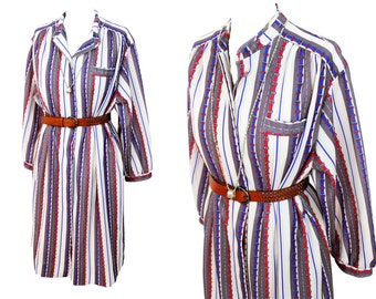 Vintage 1970's Canda belt print shirt dress | 70s Dress | 70s shirt dress
