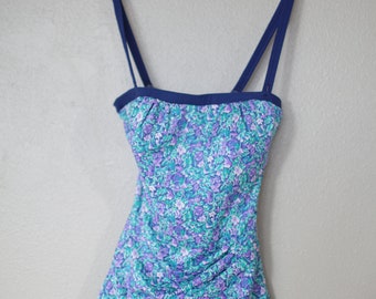 vintageblue & purple liberty floral one piece swimsuit womens