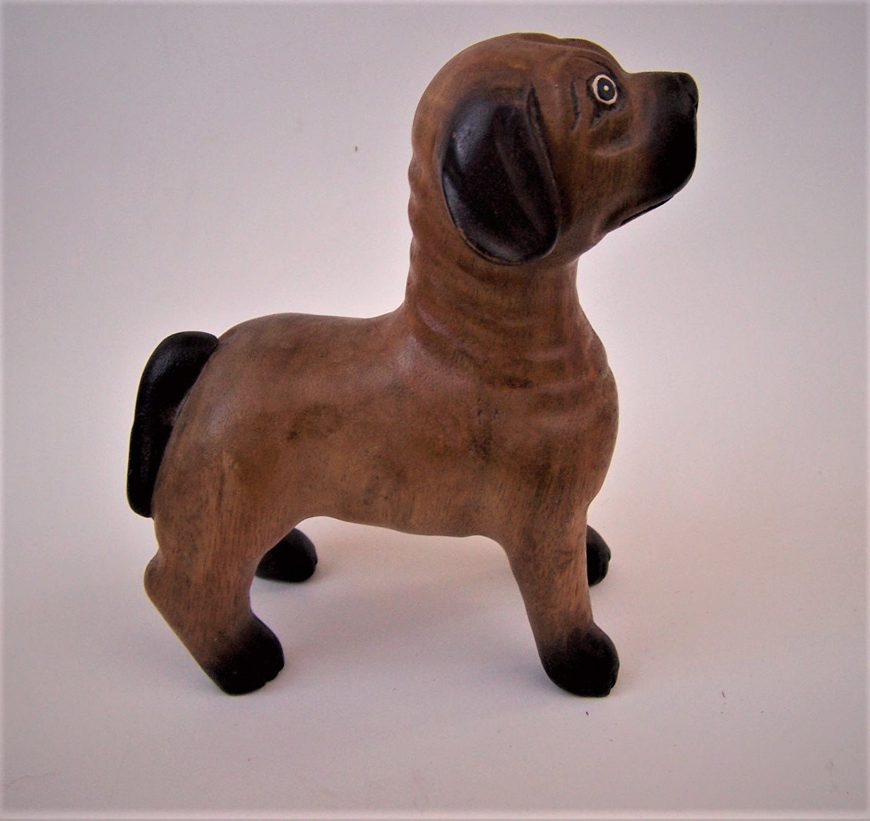 Rare Vintage HandCarved Wood Dog Figurine
