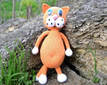 Crochet Cat , Crocheted Toy, Оrange Cat toy
