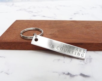 10 years and counting keychain | tin anniversary gifts by nkdna