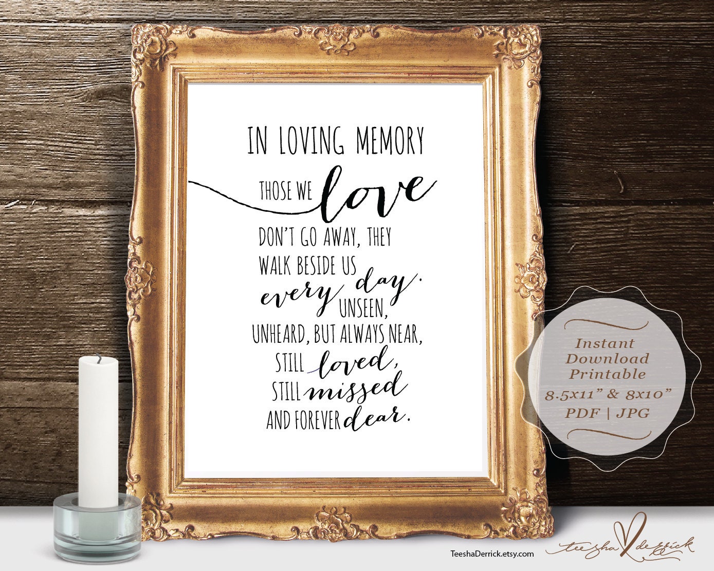 picture frame wedding in loving memory