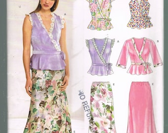 Size 10-22 Misses' Easy Sewing Pattern - V Neck Wrap Top Pattern - Long Skirt Pattern - Sewing For Women - New Look 6608