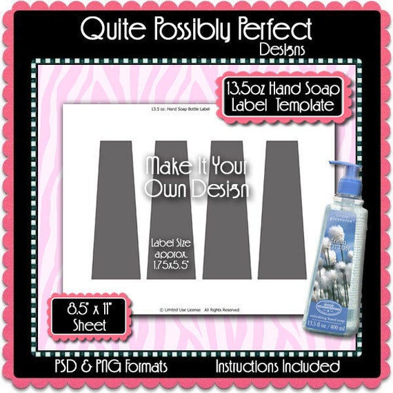 13.5oz Liquid Soap Label Template Instant Download PSD PNG