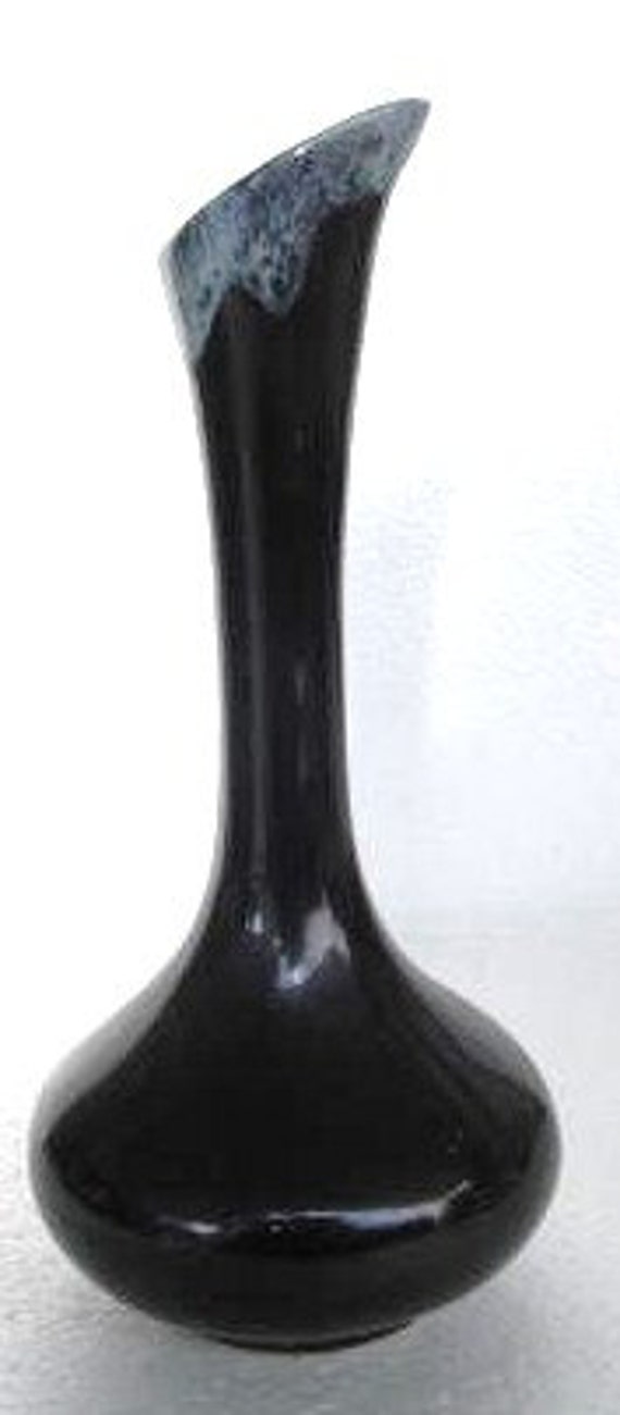 1960's Anna Van Briggle Black Pottery High Glaze Bud Vase