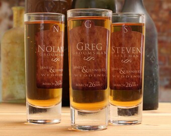 Shot Glasses, Set of 6, Personalized Groomsmen Gifts