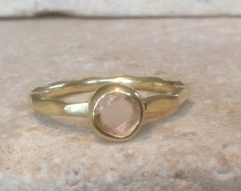 Morganite Ring, US 8, Raw Morganite Gold Ring, Rough Natural Gemstone, Rough Morganite Ring, Wedding Jewellery, Bridesmaids Gift