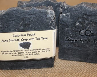 Acne Charcoal Soap with Tea Tree/Activated Charcoal Soap for Acne/Natural Acne Soap/Natural Oily Skin Soap/Acne Soap/Natural Acne Soap