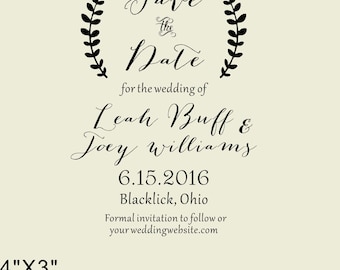 Lauren Branches- Save The Date Stamp, Wedding Favors - Wedding Favors-custom stamp-calligraphy stamp