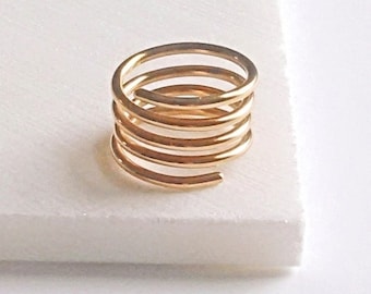 Gold Spiral Coil Ring.Minimal Unisex Bronze Egyptian Ring.Valentine Birthday Christmas Bridemaid 8th Anniversary Gift Bronze Men Man Jewelry