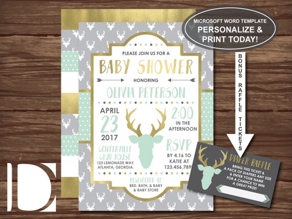 Deer Head Baby Shower Invitations 9