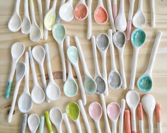 MADE TO ORDER: Tiny Handmade Color Block Ceramic Teaspoons