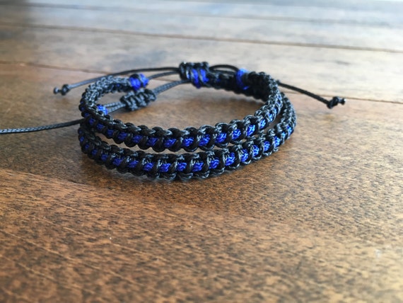 Thin Blue Line MICRO Cord Bracelet ALSO Red Gold Gray and