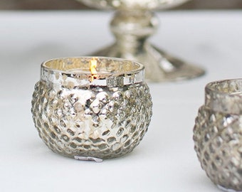 Faux Mercury Glass Intricate Votive Candleholder Candle Holder Gold Mercury Glass Distressed Votives Wedding Decor Centerpiece Centrepiece