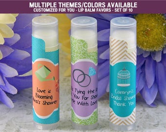 Bridal Shower Ideas - Bridal Shower Favors - Bridal Shower Themes - Wedding Shower Ideas - Lip Balm Wedding Shower Favors - Set of 10