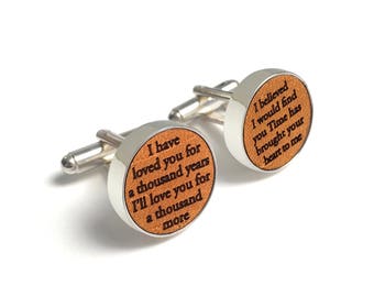 Thousand Years / Christina Perri Song Lyrics / Leather Cufflinks / I have loved you for a thousand years, I'll love you for a thousand more