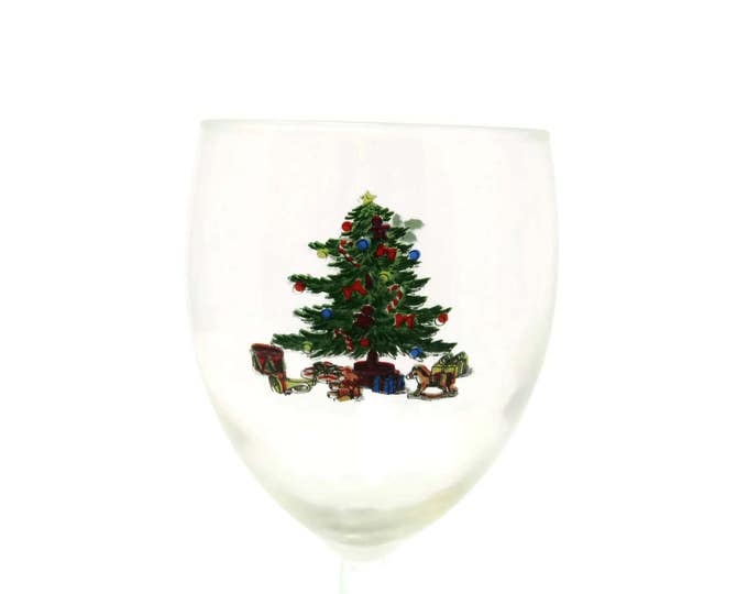 Vintage Tienshan Christmas Water Glasses Holiday Glass Christmas Tree Glass Holiday Wine Glass Holiday Drinkware Christmas Drinkware Mom