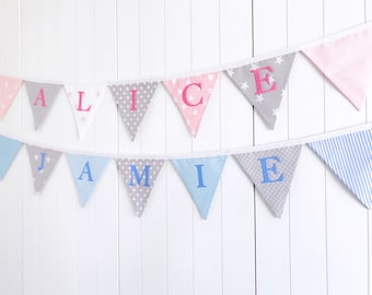 Fabric Name Bunting - Personalised Bunting - Name Banner - Nursery Bunting - New Baby Gift - Child Bedroom Decor - Baby Shower Gift - Flags