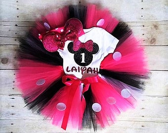 Minnie Mouse Birthday Outfit Minnie Mouse 1st Birthday Outfit Minnie First Birthday outfit Personalized Minnie Mouse Birthday clothes