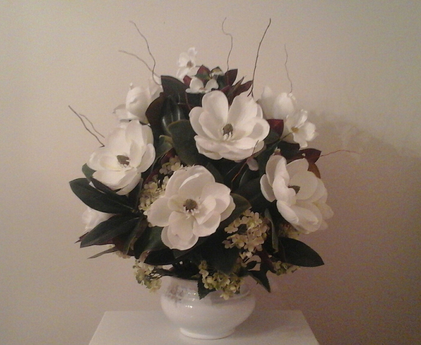 Magnolia Floral Arrangement Large Silk Floral Centerpiece