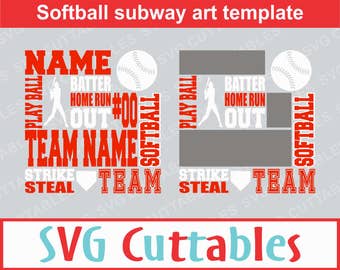 Softball Subway Art SVG, Softball SVG, Digital Cut File