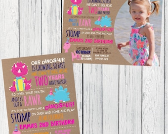 Dinosaur Party: Personalized birthday invitation- ***Digital File*** (Dinosaur-Craft)