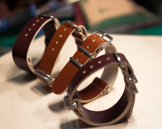 Handmade leather watch strap 18, 20, 22mm