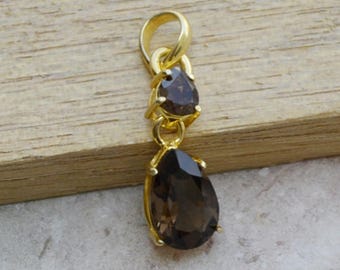 Natural Brown Smoky Quartz Gemstone Pendant, 925 Sterling Silver 14K Yellow Gold Filled Jewelry, Birthstone Sterling Silver Necklace
