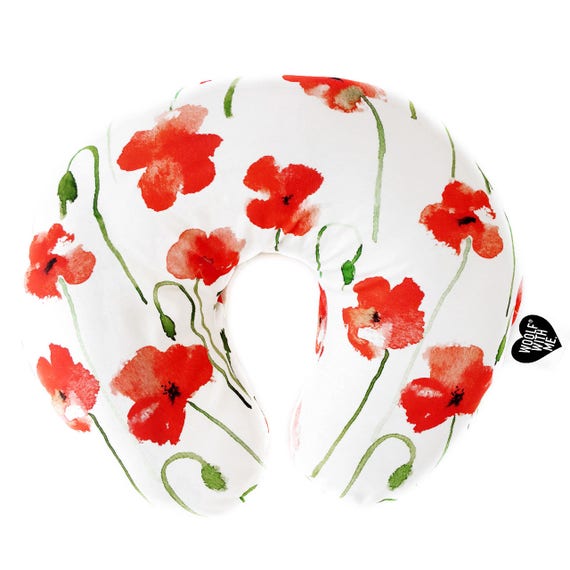 Organic Nursing Pillow Cover Poppy Red Red Poppy Red Baby