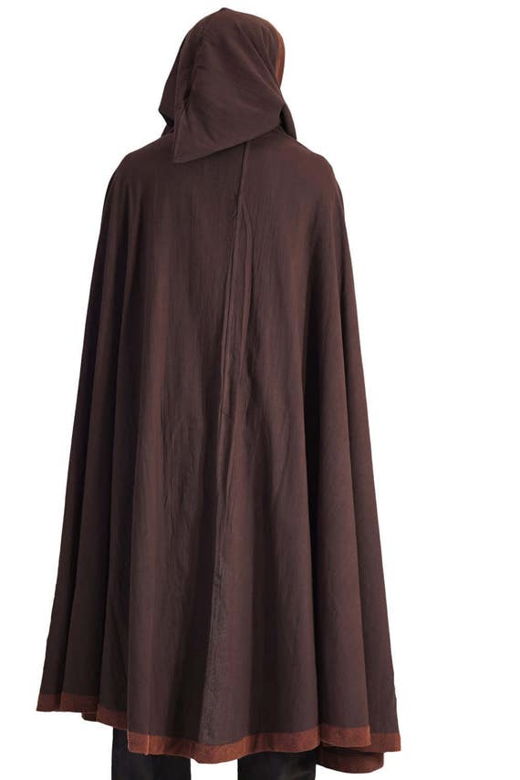 HOODED CLOAK long length cloak with trim and ties. Shawl