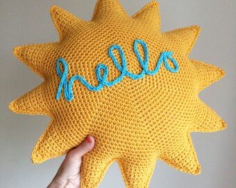 Hello Sunshine Cushion Pdf Crochet Pattern - Crochet Cushion Pattern - Crochet Pillow - Crochet Sunshine Pillow - Crochet Sunshine Pattern