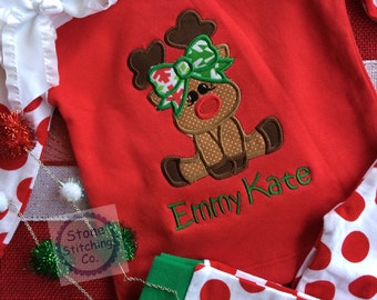personalized Christmas pajamas, Christmas Pjs, reindeer pajamas