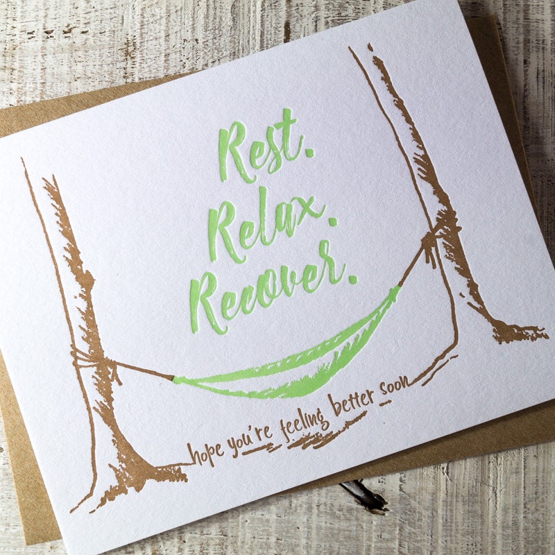 Rest Relax Recover Letterpress Card