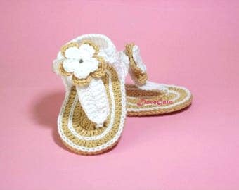 Crochet Baby Sandals Pattern, Tutorial crochet slippers, double soles, Baby Gladiator Sandals, Flip Flops pattern, Instant download /4008