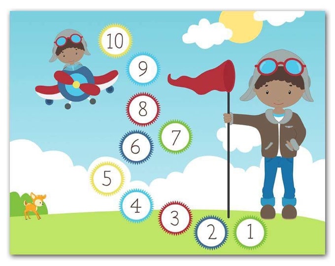 Airplane Reward Chart - Magnetic Reward Charts - Family organization - Preschool Resonsibility - Learning Game - Potty Training - Counting