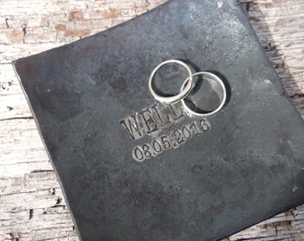 Iron anniversary gift - 6th anniversary wedding ring dish - steel anniversary - western wedding gift - blacksmith made ring bearer dish