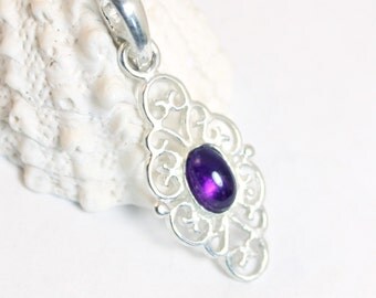 Amethyst Pendant, Amethyst, Amethyst Necklace, Sterling Silver, Silver Necklace, February Birthstone, Gemstone Pendant