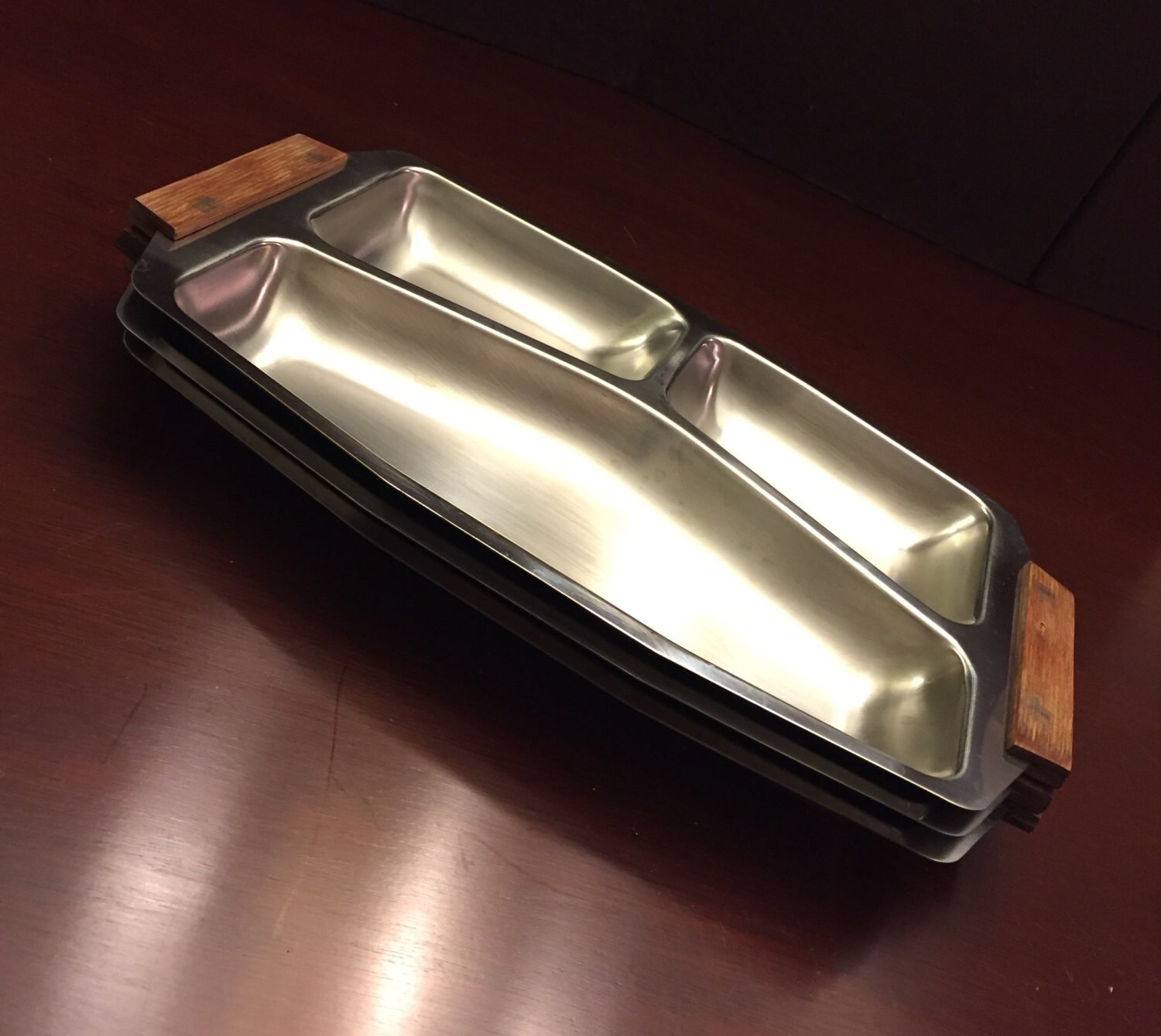 Danish Modern divided Serving Tray Dinner Tray 3 piece set