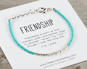 Friendship Bracelet Silver Stocking Stuffer, Handmade Gifts, Friend, Christmas Gift, Holiday Gift, Hanukkah Gift, Best Friends Bracelets