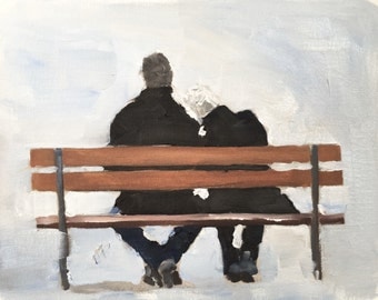 Image result for couple on bench painting