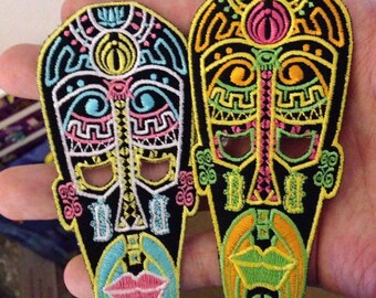 BASSNECTAR VOODOO Tiki Mask Full Embroidered Patch SET