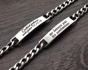 Personalized steel bracelet, Men bracelet, Engraved bracelet, Men Cuff, Custom bracelet, Stainless steel bracelet, Boyfriend Gift, Dad Gift