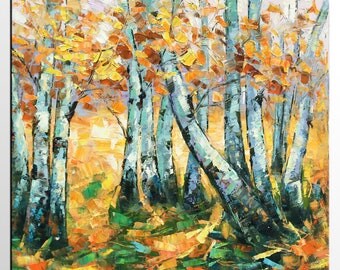 Abstract Painting, Abstract Art, Autumn Tree Painting, Large Wall Art, Canvas Painting, Landscape Painting, Canvas Art, Heavy Texture Art