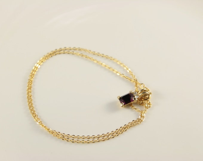 Amethyst Necklace Bridal Gold Necklace Mothers Day Gift Cheap Jewelry Square Pendant Vintage Costume Jewellery Purple Violet Necklace