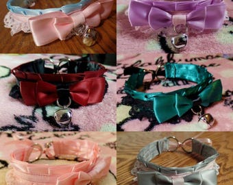 Custom Made to Order Kitten Play Collar - Day Collar - BDSM Collar - DDLG Collar - Ribbon Collar - Pet Play Collar