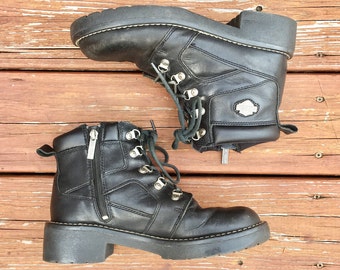 Harley Davidson leather combat boots / size mens US 9 / free shipping