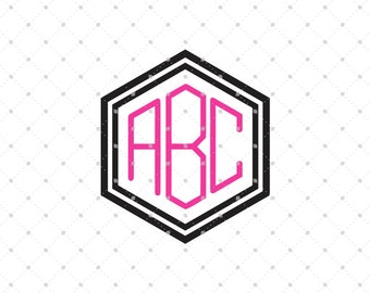 Hexagon Font svg, Monogram font svg, Digital Font, svg files for cricut, silhouette files,cutting files, instant download, svg files